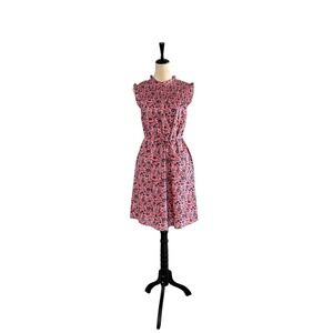 Boden Sleeveless Smocked Mini Dress Formica Pink Oriental Meadow 4L Tall